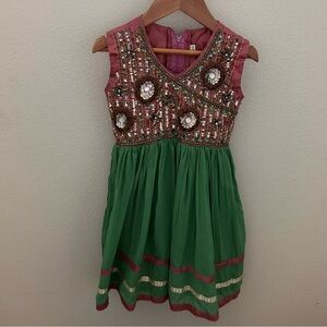 🌿Embellished Pink and Green Party Dress size 3T/22